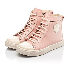 Купить детские высокие кеды Woopy Fashion пудровые для девочки, материал натуральная кожа, размеры 26-29, артикул 10004, фото 3 — Kinder Moda