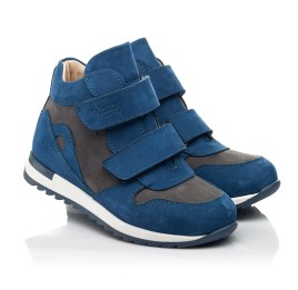Детские демисезонные ботинки (подкладка кожа) Woopy Fashion синие для мальчиков натуральный нубук размер 19-30 (10009) Фото 1