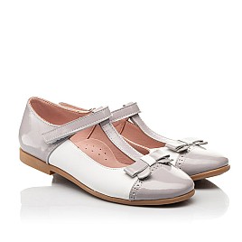 Купить детские туфли Woopy Fashion серые для девочки, материал натуральная лаковая кожа, размеры 27-36, артикул 10012, фото 1 — Kinder Moda