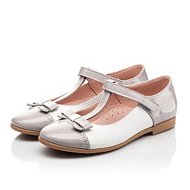 Купить детские туфли Woopy Fashion серые для девочки, материал натуральная лаковая кожа, размеры 27-36, артикул 10012, фото 3 — Kinder Moda