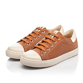 Купить детские кеды Woopy Fashion коричневые для девочки, материал натуральная кожа / лаковая кожа, размеры 28-31, артикул 10034, фото 3 — Kinder Moda