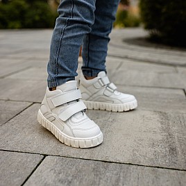 Купить детские демисезонные ботинки Woopy Fashion белые для девочки, материал натуральная кожа, размеры 21-30, артикул 10365, фото 1 — Kinder Moda