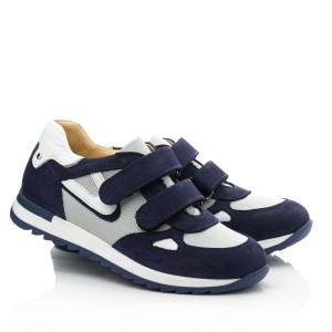 Детские кросівки Papi серые, синие для мальчиков натуральная кожа и нубук размер 28-38 (10434) Фото 1