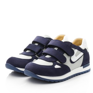 Детские кросівки Papi серые, синие для мальчиков натуральная кожа и нубук размер 28-38 (10434) Фото 3