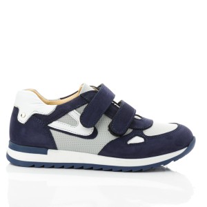 Детские кросівки Papi серые, синие для мальчиков натуральная кожа и нубук размер 28-38 (10434) Фото 4