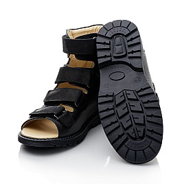 Купить детские ортопедические босоножки (с высоким берцем) Papi черные для мальчика, материал натуральная кожа и нубук, размеры 29-40, артикул 10491, фото 3 — Kinder Moda