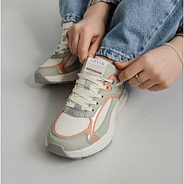 Купить детские кроссовки Levi's серые для девочки, материал современный текстиль / сетка, размеры 37-38, артикул 10609, фото 1 — Kinder Moda