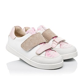Купить детские кеды Woopy Fashion белые для девочки, материал натуральная кожа, размеры 19-26, артикул 8044, фото 1 — Kinder Moda