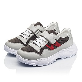 Купить детские кроссовки Woopy Fashion серые для мальчика, материал современный текстиль, натуральная кожа, размеры 26-26, артикул 8115, фото 3 — Kinder Moda