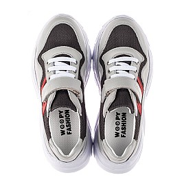 Купить детские кроссовки Woopy Fashion серые для мальчика, материал современный текстиль, натуральная кожа, размеры 26-26, артикул 8115, фото 5 — Kinder Moda