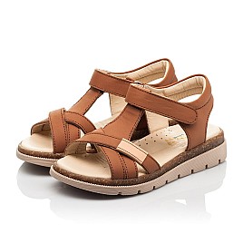 Купить детские босоножки Woopy Fashion коричневые для девочки, материал натуральная кожа, размеры 26-28, артикул 9027, фото 3 — Kinder Moda