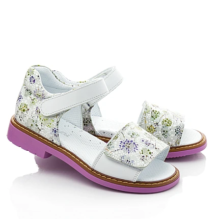 Купити дитячі босоніжки Papi різнокольорові для дівчинки, матеріал натуральний нубук і шкіра, розміри 30-36, артикул 10452, фото 1 — Kinder Moda