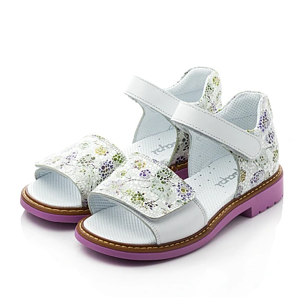 Купити дитячі босоніжки Papi різнокольорові для дівчинки, матеріал натуральний нубук і шкіра, розміри 30-36, артикул 10452, фото 3 — Kinder Moda